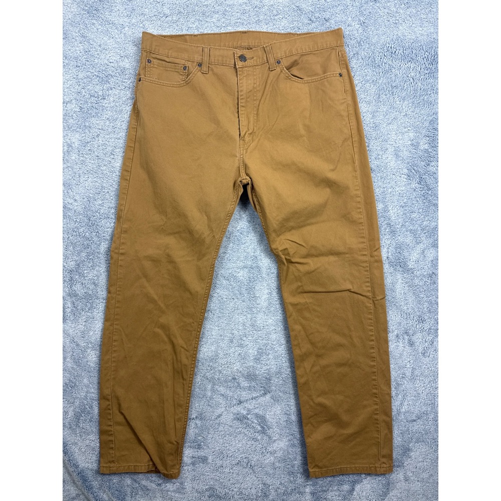Levis 505 Regular Fit Pants Mens 38x32 Brown Straight Leg Twill Trousers 9388